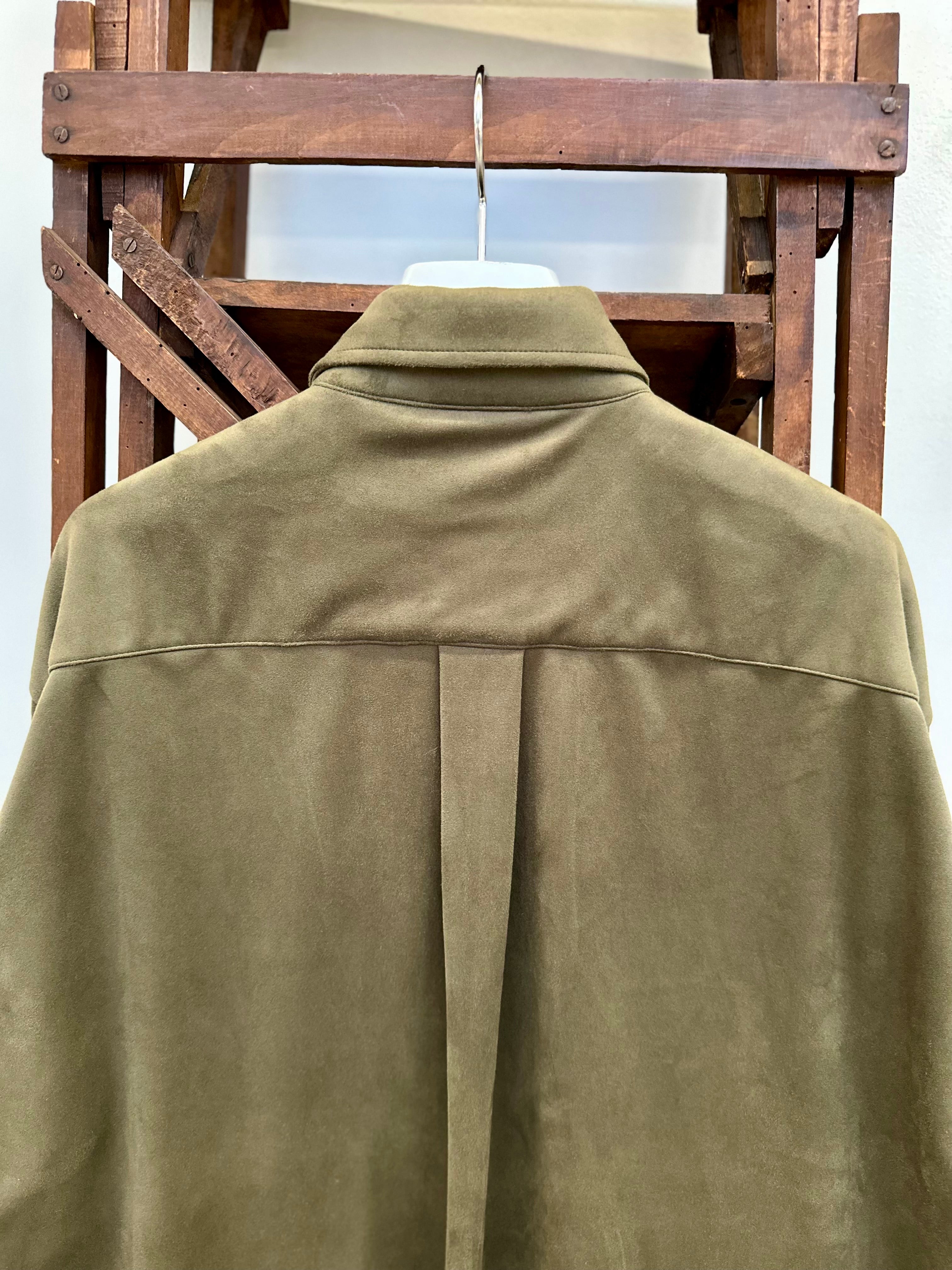 Mercury Button Italian Faux Suede Shirt Jacket PAST-005-α 【OLIVE】