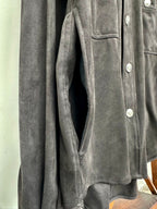 Mercury Button Italian Faux Suede Shirt Jacket PAST-005-α【BLACK】
