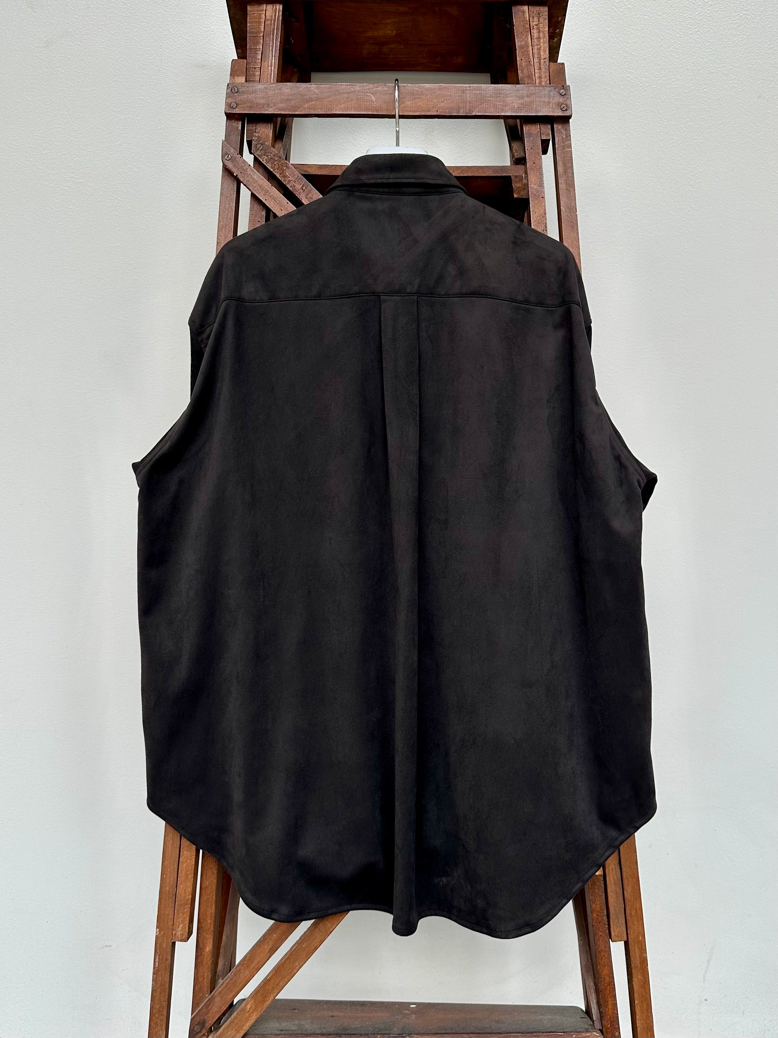 Mercury Button Italian Faux Suede Shirt Jacket PAST-005-α【BLACK】