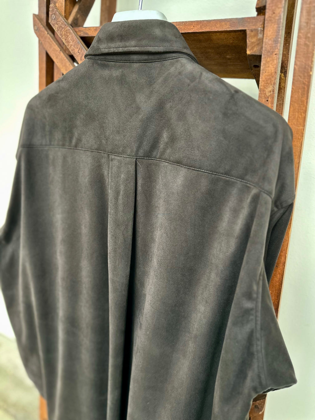 Mercury Button Italian Faux Suede Shirt Jacket PAST-005-α【BLACK】