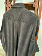 Mercury Button Italian Faux Suede Shirt Jacket PAST-005-α【BLACK】