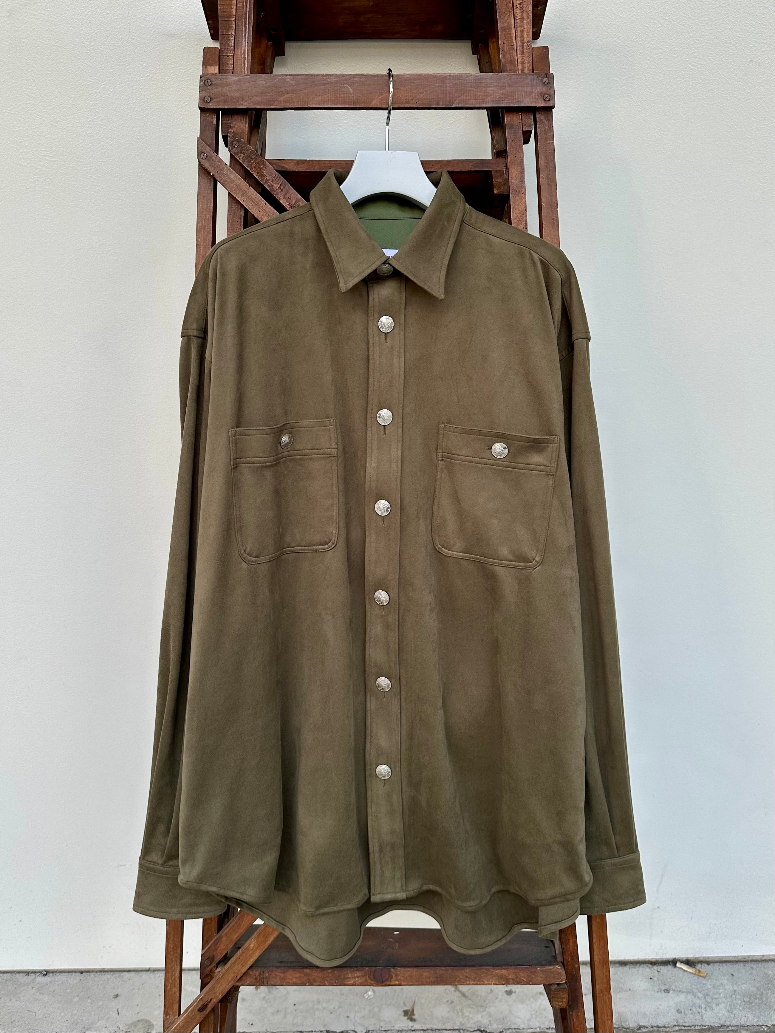Mercury Button Italian Faux Suede Shirt Jacket PAST-005-α 【OLIVE】