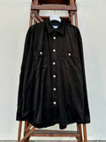 Mercury Button Italian Faux Suede Shirt Jacket PAST-005-α【BLACK】