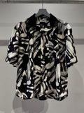 Mercury Mini Button Splash Print Black Collar Shirt - JAPAN MADE