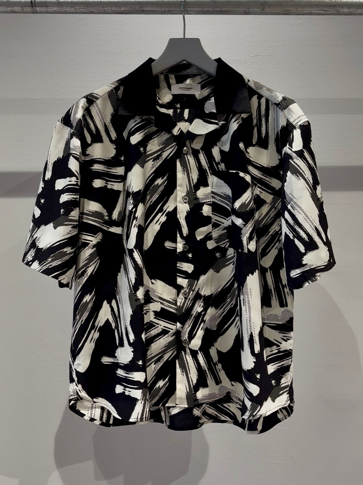 Mercury Mini Button Splash Print Black Collar Shirt - JAPAN MADE