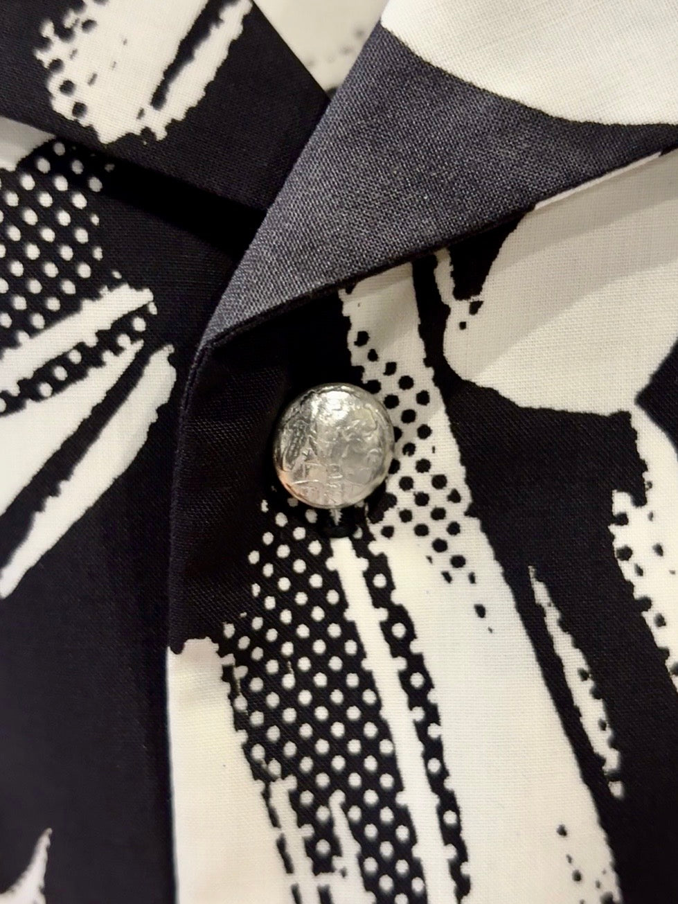 Mercury Mini Button Splash Print Black Collar Shirt - JAPAN MADE