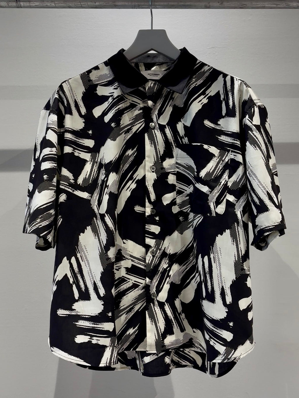 Mercury Mini Button Splash Print Black Collar Shirt - JAPAN MADE