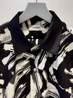 Mercury Mini Button Splash Print Black Collar Shirt - JAPAN MADE