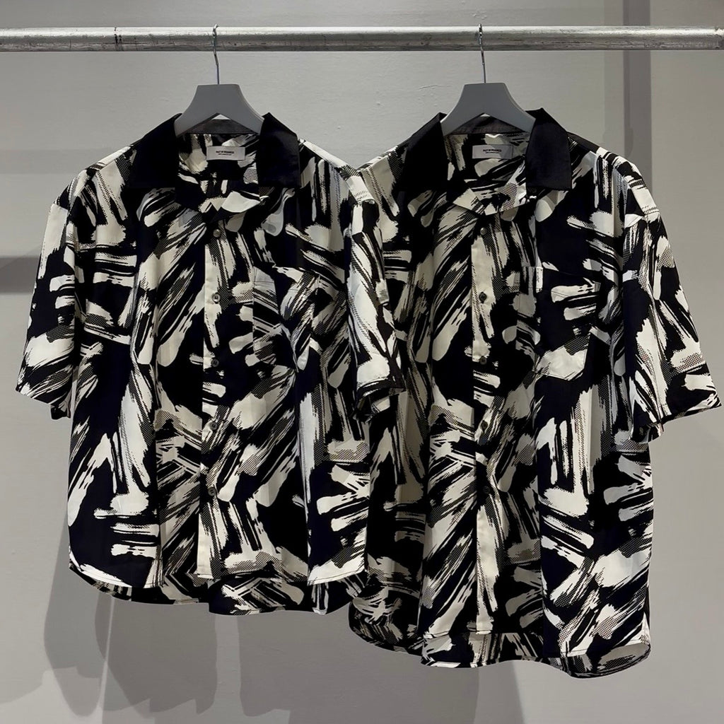 Mercury Mini Button Splash Print Black Collar Shirt - JAPAN MADE