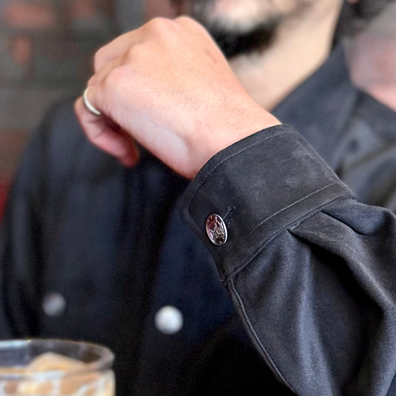 Mercury Button Italian Faux Suede Shirt Jacket PAST-005-α【BLACK】