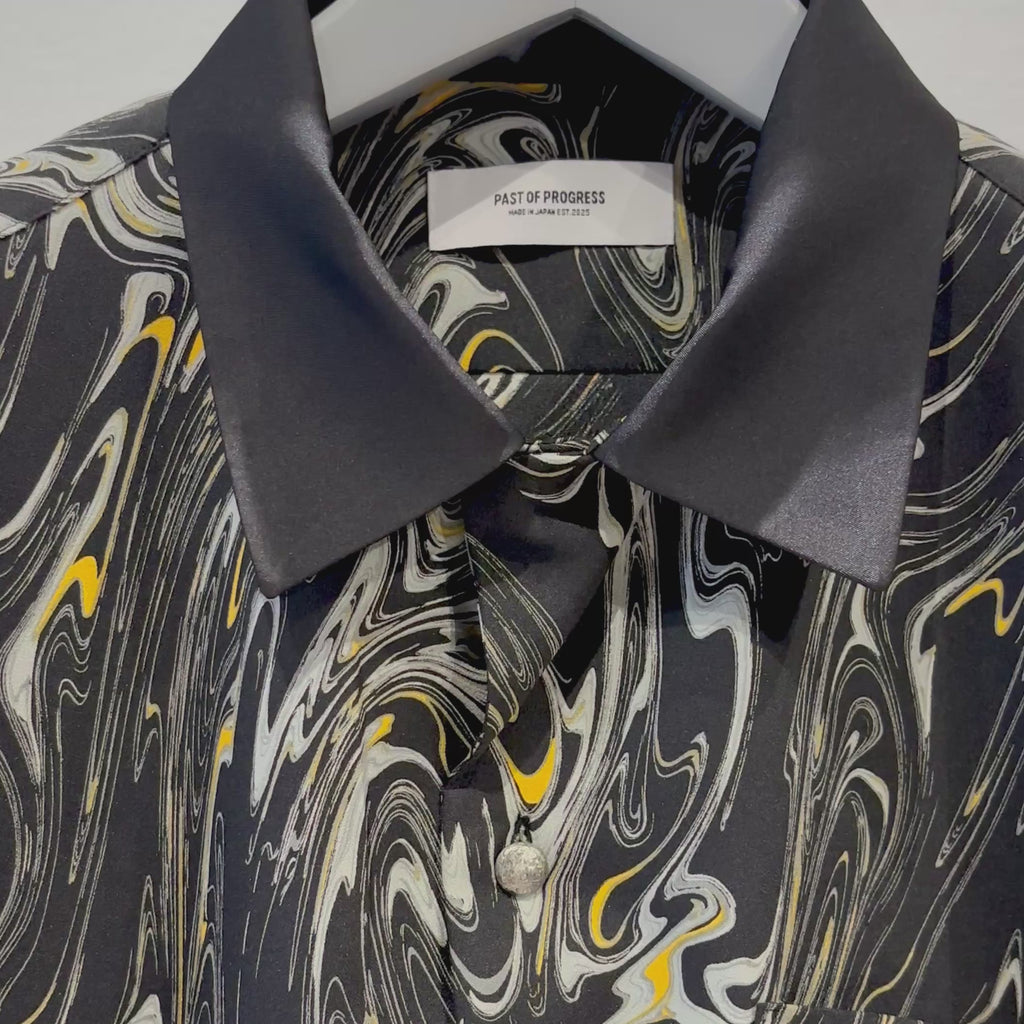 Mercury Mini Button Drip Paint Black Collar Shirt - JAPAN MADE