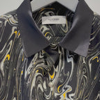 Mercury Mini Button Drip Paint Black Collar Shirt - JAPAN MADE