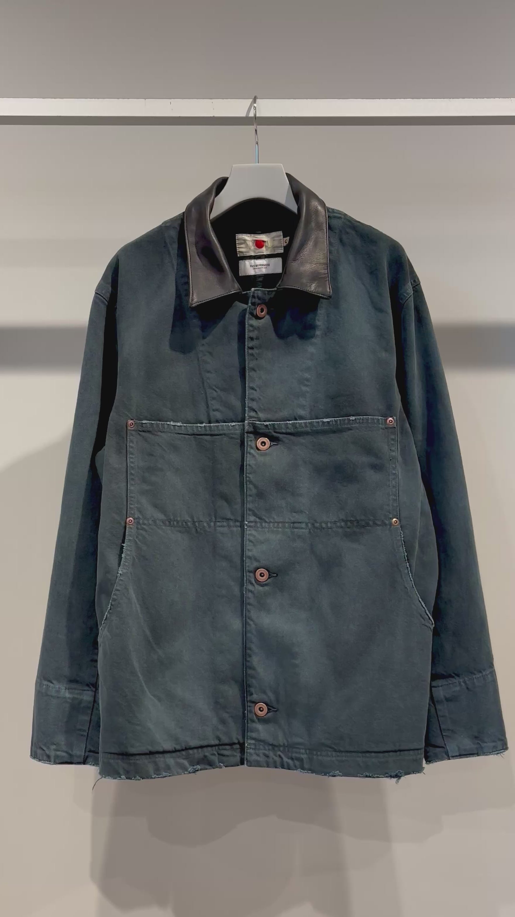 【VOO × PAST OF PROGRESS】LEATHER COLLAR NEO COVERALL DAMAGED / SUMI BLACK
