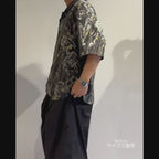 Mercury Mini Button Drip Paint Black Collar Shirt - JAPAN MADE
