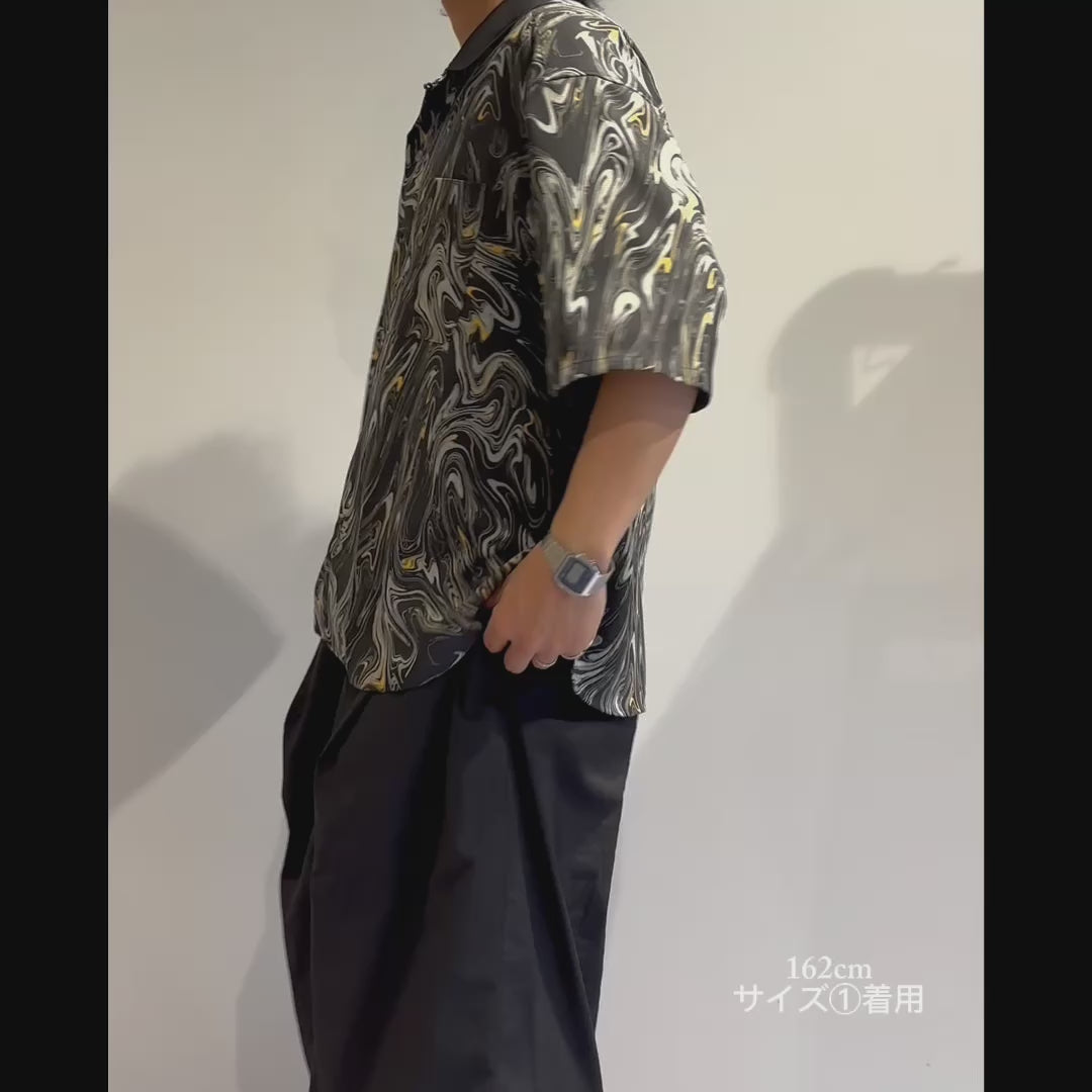 Mercury Mini Button Drip Paint Black Collar Shirt - JAPAN MADE