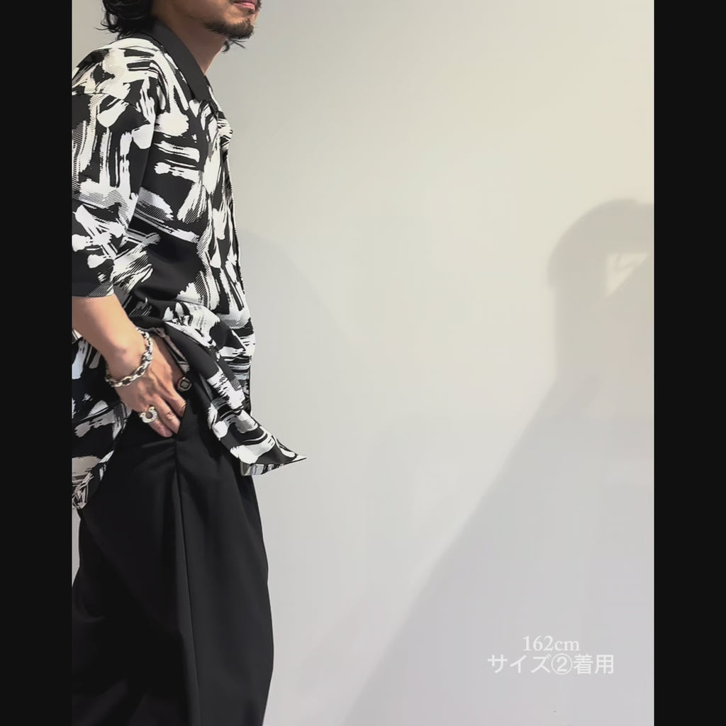 Mercury Mini Button Splash Print Black Collar Shirt - JAPAN MADE