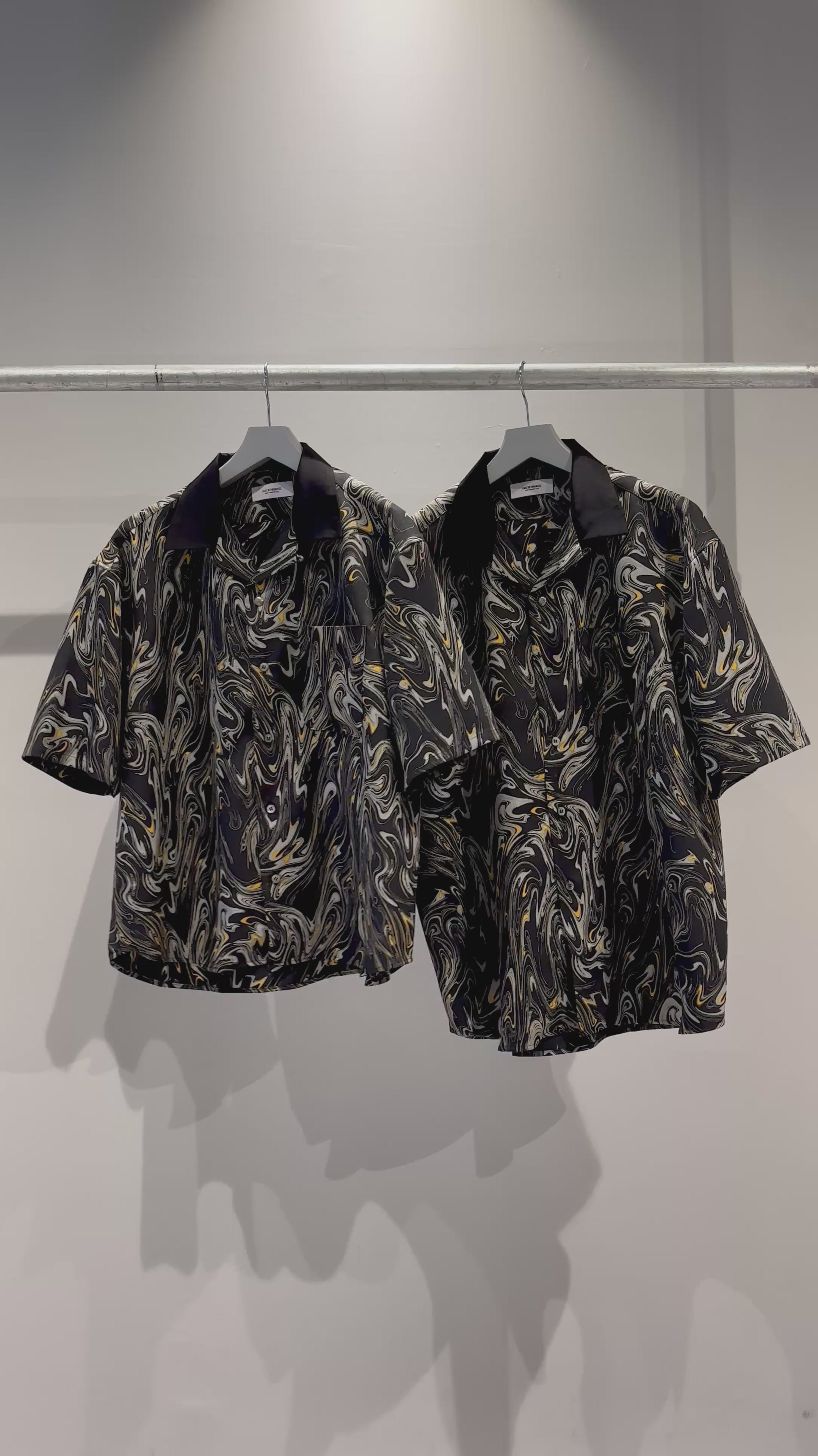 Mercury Mini Button Drip Paint Black Collar Shirt - JAPAN MADE
