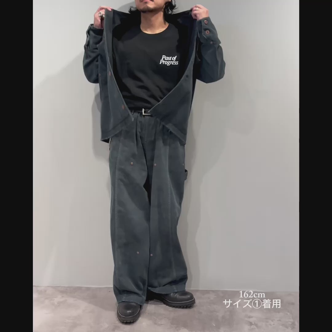 【VOO × PAST OF PROGRESS】LEATHER COLLAR NEO COVERALL DAMAGED / SUMI BLACK