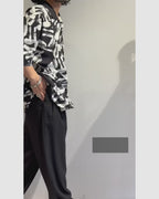Mercury Mini Button Splash Print Black Collar Shirt - JAPAN MADE