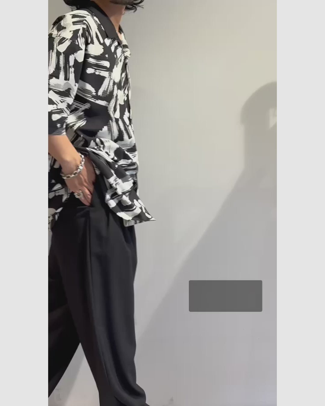 Mercury Mini Button Splash Print Black Collar Shirt - JAPAN MADE