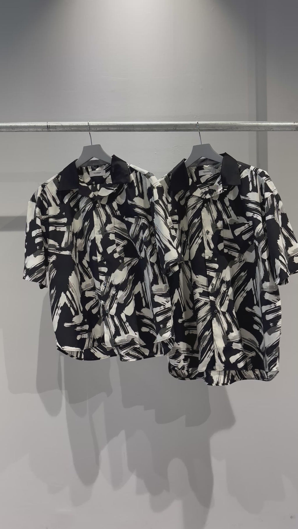 Mercury Mini Button Splash Print Black Collar Shirt - JAPAN MADE