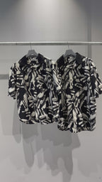 Mercury Mini Button Splash Print Black Collar Shirt - JAPAN MADE