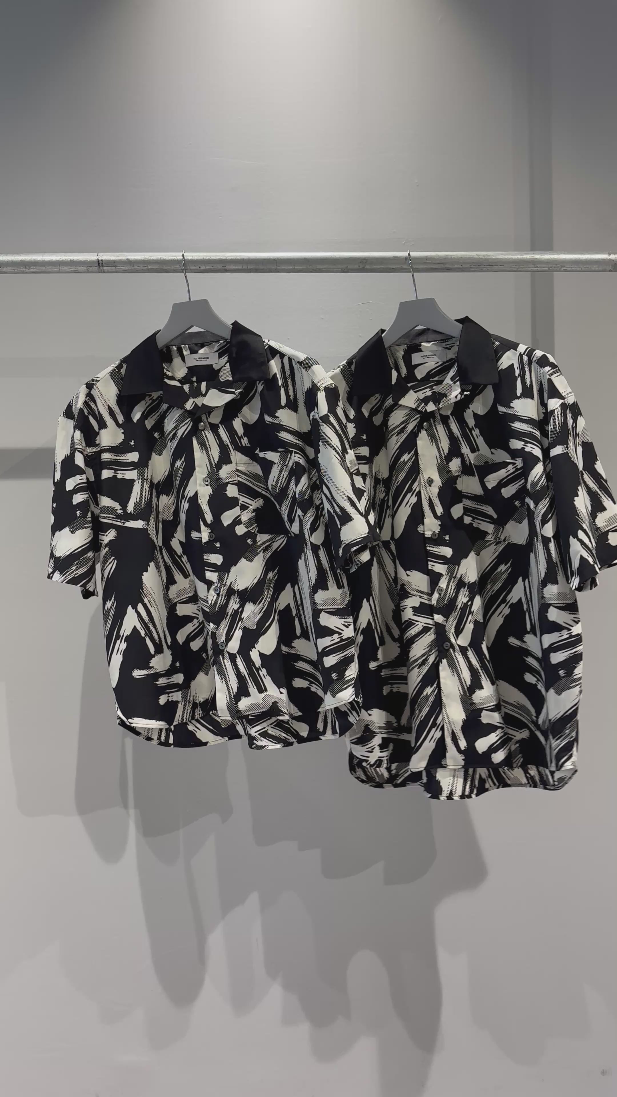 Mercury Mini Button Splash Print Black Collar Shirt - JAPAN MADE