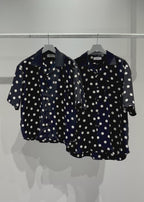 Mercury Mini Button Big Dot Black Collar Shirt - JAPAN MADE
