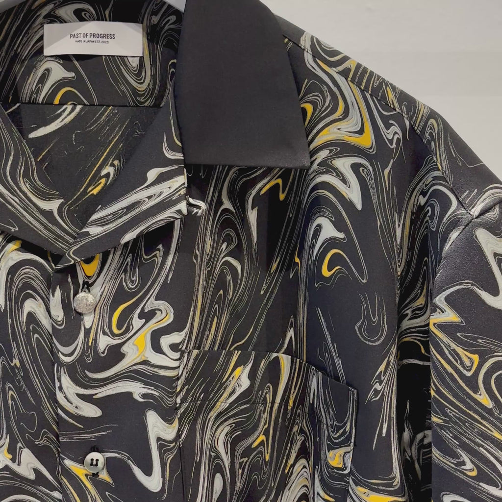 Mercury Mini Button Drip Paint Black Collar Shirt - JAPAN MADE