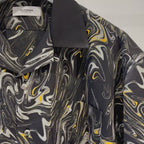 Mercury Mini Button Drip Paint Black Collar Shirt - JAPAN MADE