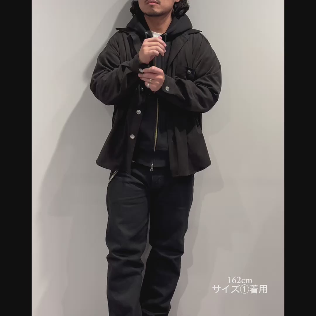 Mercury Button Italian Faux Suede Shirt Jacket PAST-005-α【BLACK】